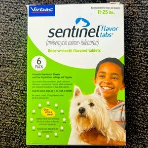 Sentinel flavor tabs for dogs 11-25 lbs 6 pack New exp 8/25